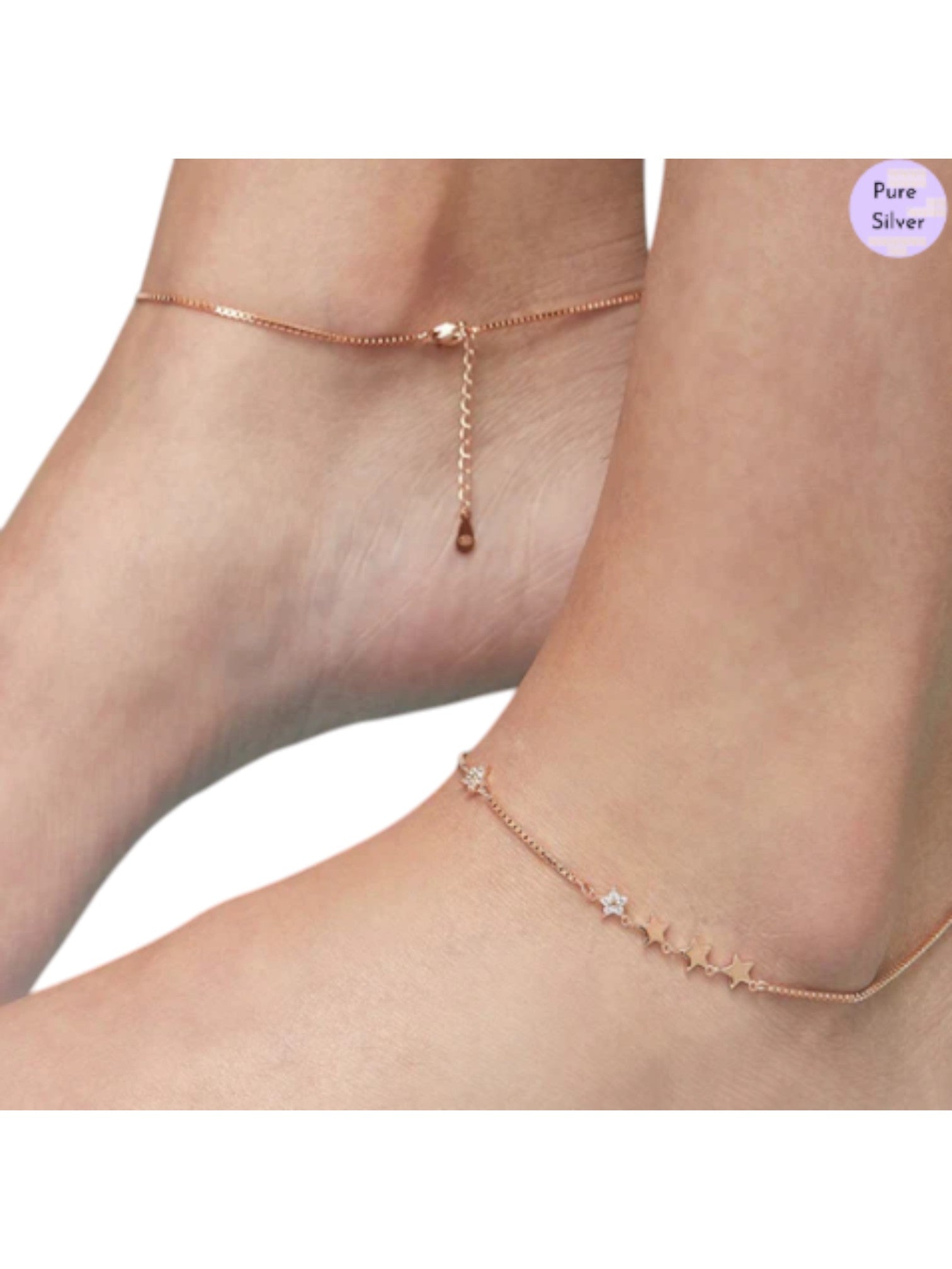 Enchanting Star 925 Sterling Silver Anklets By Kesardeep Impex For Women